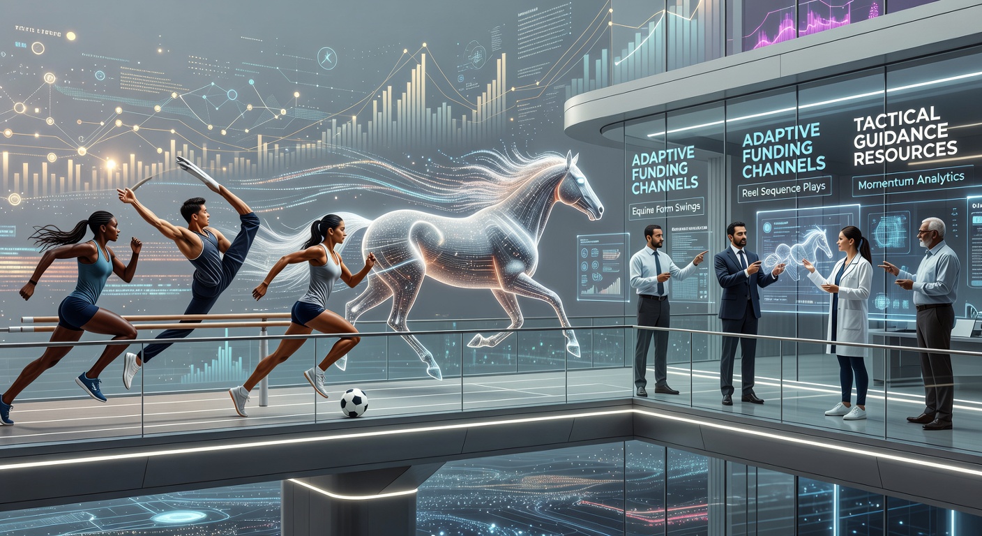 Visual representation of integrated betting platforms connecting athletic events, equine racing, and casino sequences with payment flows
