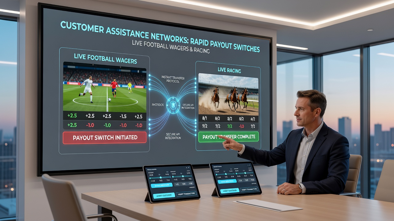 Illustration of payout switch flow from racing odds to casino spins on smartphone screen