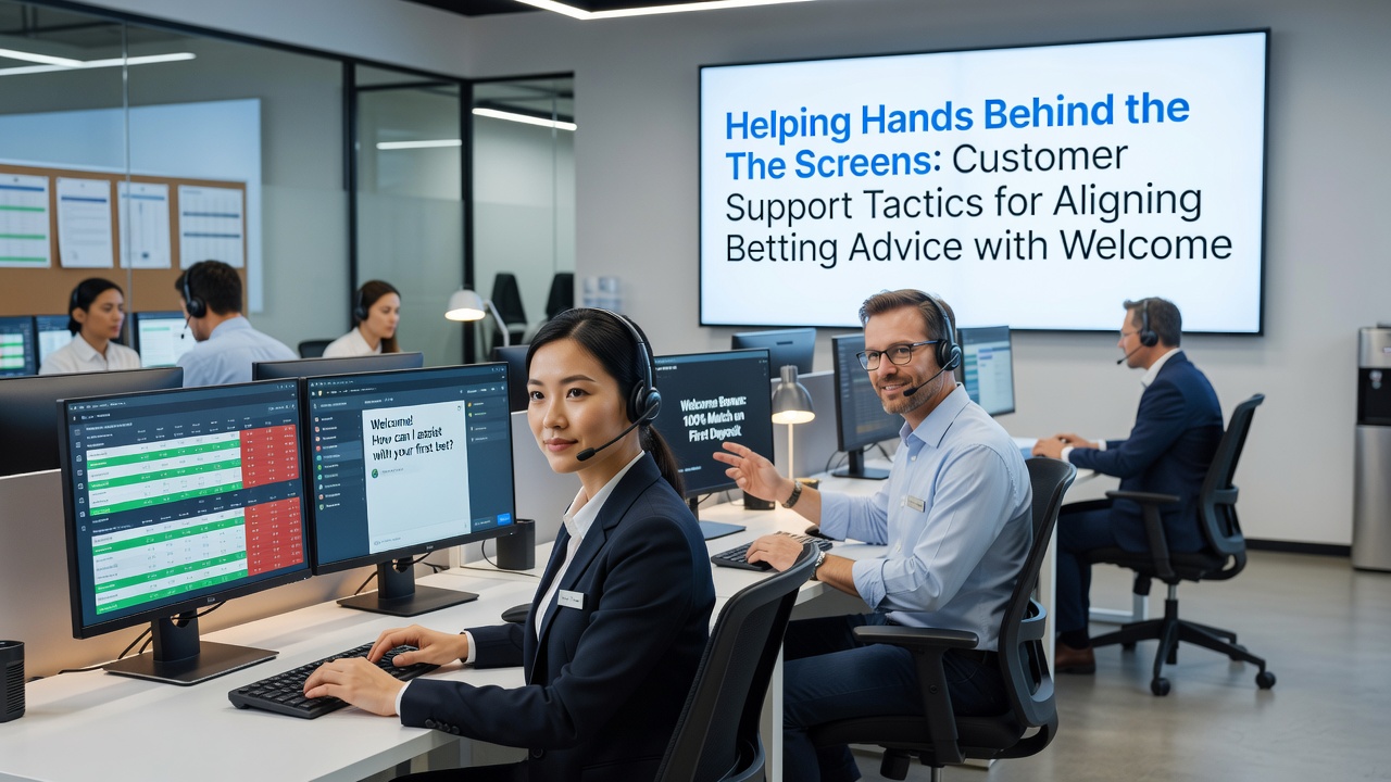 Support dashboard showing aligned betting advice and welcome offer terms for gaming apps