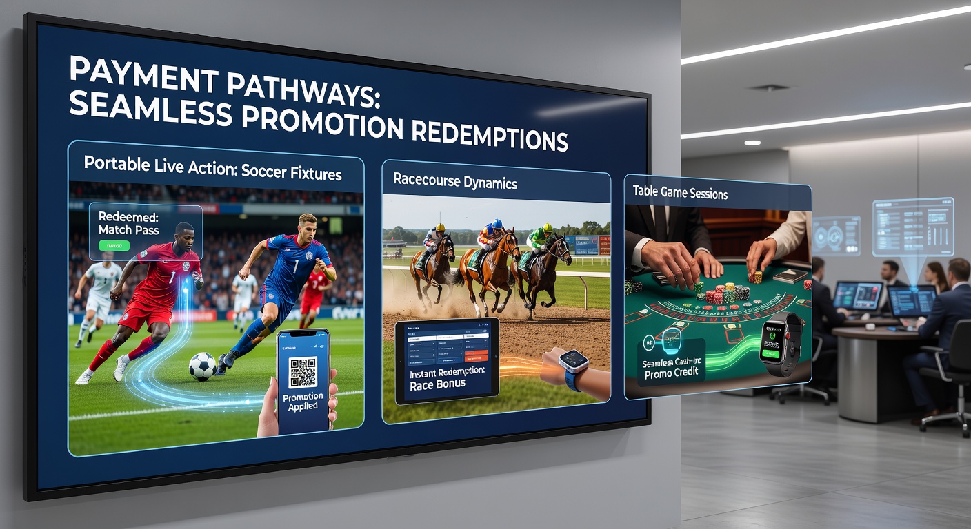 Mobile payment interface showing seamless promotion redemptions during live soccer and racing events